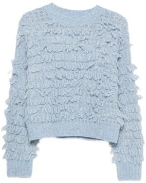 ABSOLUT CASHMERE Yara Fringe-Detail Crew-Neck Jumper - Blue