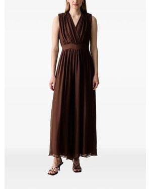 Haveone Gathered Sleeveless Jumpsuit - Brown