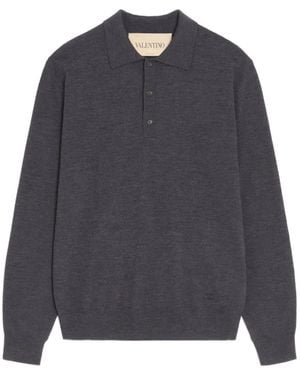 Valentino Garavani Polo En Laine À Logo Brodé - Blue