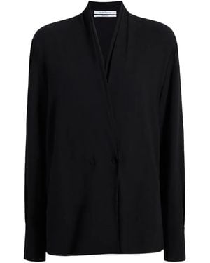 Another Tomorrow V-Neck Blouse - Black
