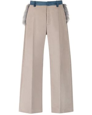 Marni Faux-Fur-Trimmed Velvet Trousers - Natural