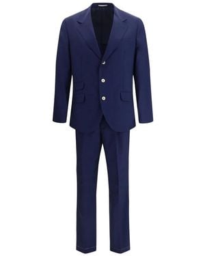 Brunello Cucinelli Button Wool Suit - Blue