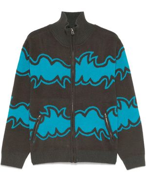 Bluemarble Jacquard Zip-Up Cardigan - Blue