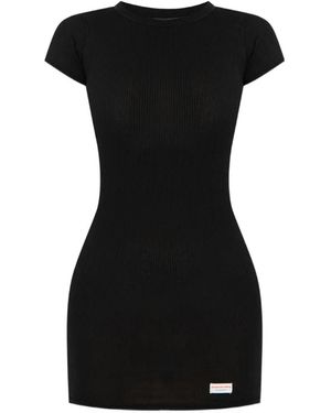 Alexander Wang Robe Côtelée À Patch Logo - Black