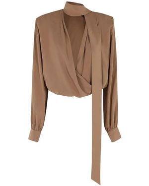 FEDERICA TOSI Neck-Tie Wrap Blouse - Natural