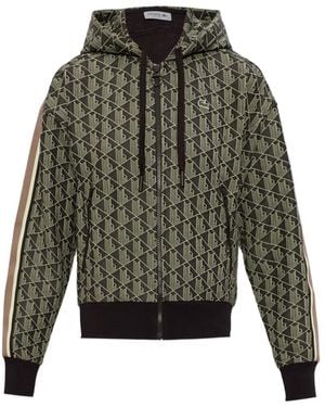 Lacoste Monogram-Print Zip-Up Sweatshirt - Green