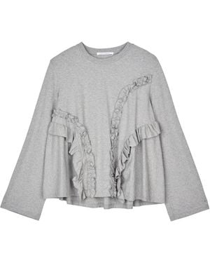 Cecilie Bahnsen Alva Ruffled-Detail T-Shirt - Grey