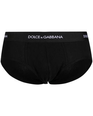 Dolce & Gabbana Logo-Waistband Briefs - Black