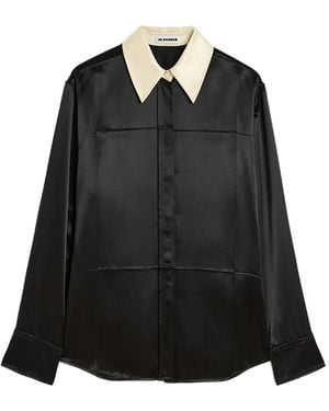 Jil Sander Hemd mit Kontrastkragen - Schwarz