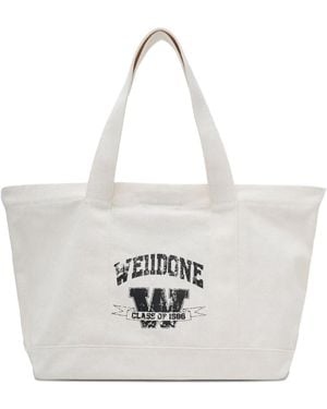 we11done Collegiate-Logo Tote Bag - White
