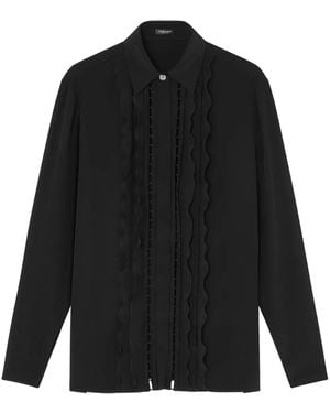 Versace Ruffled Silk Shirt - Black