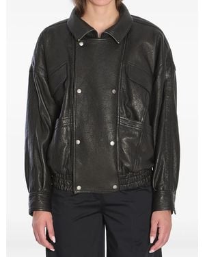 Saint Laurent Bomberjacke Aus Bubble-Lammleder - Schwarz