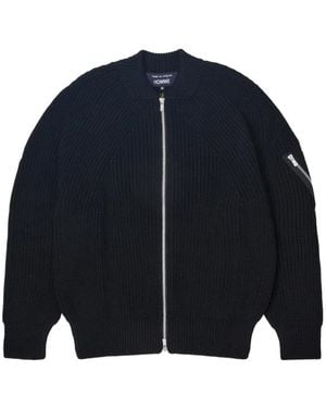 Comme des Garçons Cardigan En Maille Côtelée À Zip - Bleu