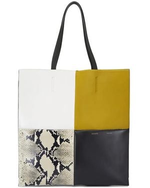 KHAITE Piper Fern Colourblock Snakeskin Tote Bag - White