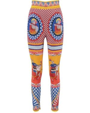 Dolce & Gabbana Silk Legging Trousers - Blue