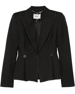 Nissa Topstitching Buttoned Jacket - Black