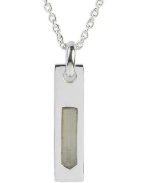 Parts Of 4 Collar En Plata De Ley Con Colgante Rectangular - Blanco