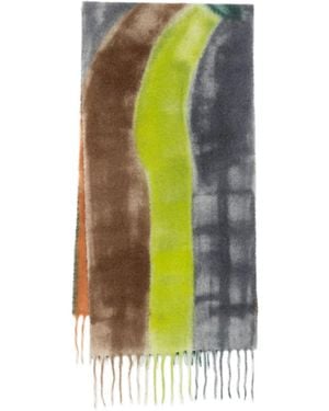Altea Abstract-Print Fringed Scarf - Green