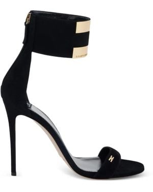 Elisabetta Franchi Suede Sandals With Jewel Logo - Black