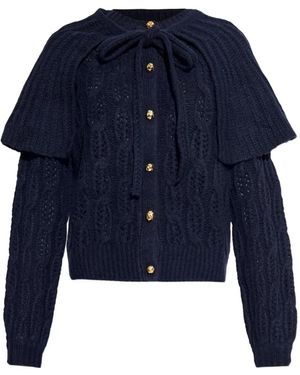 FRAME The Cape Cardigan Mit Zopfmuster - Blau