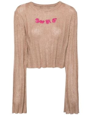 Stockholm Surfboard Club Embroidered-Motif Linen Jumper - Pink