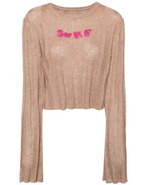 Stockholm Surfboard Club Embroidered-Motif Linen Jumper - Pink