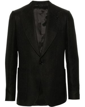 Lardini Single-Breasted Linen Blazer - Black
