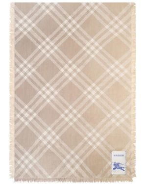 Burberry Gradient Check Wool Silk Scarf - Natural