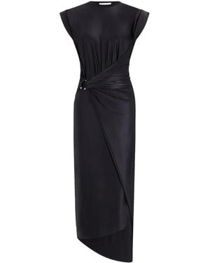 Rabanne Gathered-Detail Draped Midi Dress - Blue