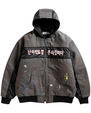 ANTI SOCIAL SOCIAL CLUB Hand-Painted Distressed Zip-Up Hoodie - Black