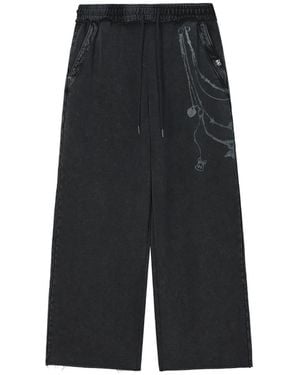 Mini Cream Pantalones De Chándal Anchos Estampados - Gris