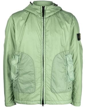 Stone Island Logo-Patch Hooded Jacket - Green