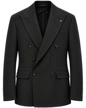 Tagliatore Double-Breasted Peak-Lapel Blazer - Black