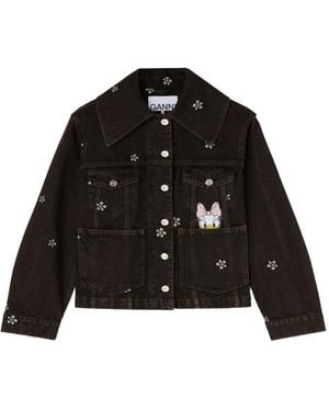 Ganni Daisy Duck Denim Short Jacket - Black