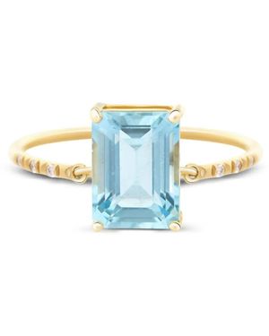 Yi Collection アクアマリン&ダイヤモンド リング 18kイエローゴールド - ブルー