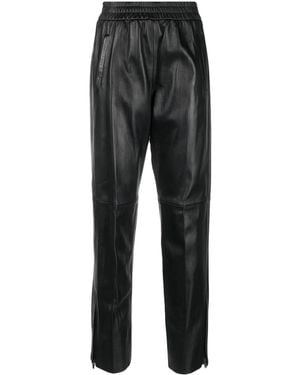 Golden Goose Leather Trousers With Stretch Waistband And Zippers On Hem For - Black