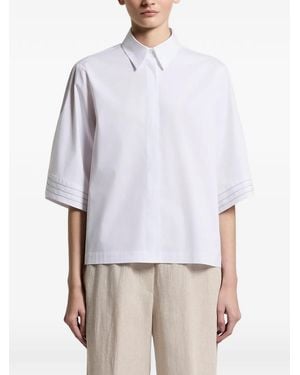 Peserico Stitching Short-Sleeve Shirt - White