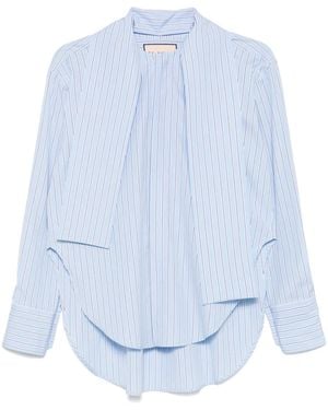 Plan C Striped Cotton Shirt - Blue