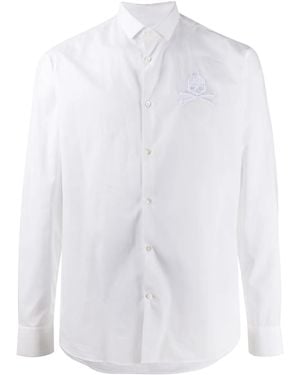 Philipp Plein Embroidered-Skull Shirt - White