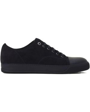 Lanvin Suede Leather Cap-Toe Sneakers - Blue