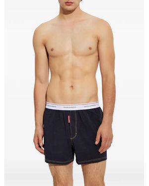 DSquared² Logo-Waistband Contrast-Stitch Boxers - Blue