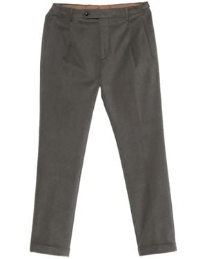 Berwich Retro Long Pleated Straight-Leg Pants - Gray