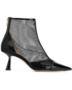 Jimmy Choo Kix Mesh Patent-Leather Ankle Boots - Black