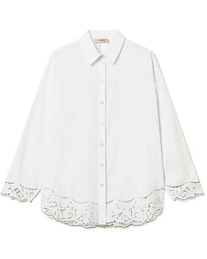Twinset Poplin Shirt With Embroidery - White