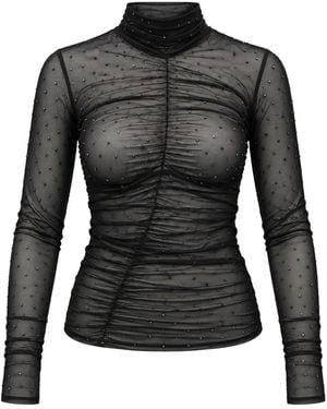 Liu Jo Camiseta Fruncida Con Apliques - Negro