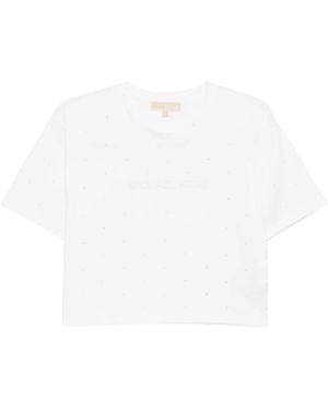 Michael Kors Logo Studded Cotton Jersey T-Shirt - White