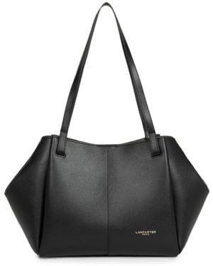 Lancaster Bolso Shopper Grande Con Logo Y Textura Granulada - Negro