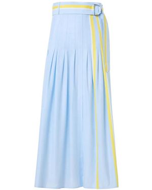 Akris Punto Falda Midi Plisada Con Detalle De Rayas - Azul