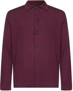 D4.0 Camicia Con Colletto A Coste - Viola