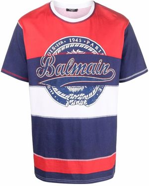 Balmain Logo Print T-Shirt - Red